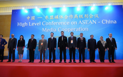 <p><strong>FIGHT VS. DISINFORMATION.</strong> Communications Secretary Martin Andanar poses with Information Ministers and media executives from Association of Southeast Asian Nations-member states and China during the High-Level Conference on ASEAN-China Media Cooperation at the Hotel Mulia Senayan in Jakarta, Indonesia Tuesday (July 23, 2019). Andanar batted for stronger efforts to fight disinformation during the conference. <em>(PCOO photo)</em></p>