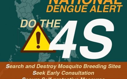 <p><strong>4S VS. DENGUE</strong>. The public is urged to be aware on how to protect themselves and their families from the risks of mosquito bite. The declaration of the national dengue alert is to remind the public to destroy the breeding places of dengue-carrying mosquitoes. <em>(Courtesy of DOH FB page)</em></p>