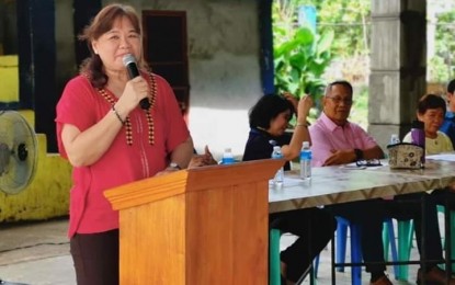 <p><strong>NEGOSYO SERBISYO SA BARANGAY</strong>. Department of Trade and Industry (DTI) 3 (Central Luzon) Director Judith Angeles delivers her message during the opening of a Negosyo Serbisyo sa Barangay (NSB) center in Barangay Baybayabas, Talugtog, Nueva Ecija on Wednesday (July 24, 2019). Another NSB was also opened in Barangay Cabiangan in the same town as part of DTI's effort to bring the government services closer to the people in the countryside. <em>(Photo courtesy of the DTI-Nueva Ecija Provincial Office)</em></p>