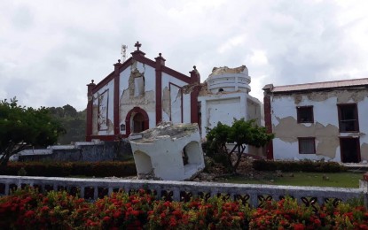 <p><strong>DAMAGED.</strong> Itbayat Church and its bell tower were damaged following a magnitude 5.4 earthquake that hit Batanes province on Saturday morning (July 27, 2019) Philippine Institute of Volcanology and Seismology warned residents against aftershocks.<em> (Photos courtesy of Batanes LGU) </em>  </p>