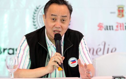 <p><strong>UNITY IN SPORTS.</strong>  Newly-elected Philippine Olympic Committee (POC) president Abraham ‘Bambol’ Tolentino vows to bring unity in sports during the Philippine Sportswriters Association (PSA) Forum at the Amelie Hotel in Malate, Manila on Tuesday (July 30, 2019).  Tolentino will meet with his board members on Friday (Aug. 2) in his first official capacity as head of the country’s Olympic body since being elected to the post on July 28. <em>(PNA photo by Jess M. Escaros Jr.)</em></p>