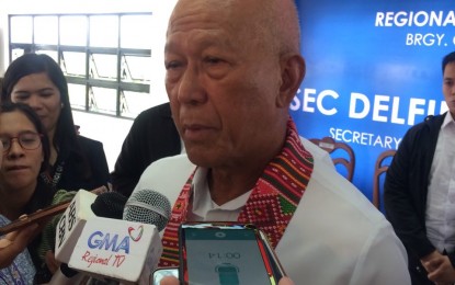 <p><strong>NO NEED FOR MARTIAL LAW FOR NOW.</strong> Defense Secretary Delfin Lorenzana says he will wait for the recommendation of the Armed Forces of the Philippines (AFP), Philippine National Police (PNP) and the local government unit to whether or not declare Martial Law in Negros, in an interview with reporters on Friday (August 2, 2019). Lorenzana was in Iloilo for the turnover of the regional evacuation center in Barangay Gines, Zarraga. <em>(PNA photo by Perla G. Lena)</em></p>