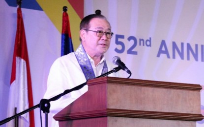 <p>Foreign Affairs Secretary Teodoro L. Locsin Jr. delivers his opening remarks on the 52nd Anniversary of ASEAN at the Bulwagang Apolinario Mabini on Monday (August 5, 2019). <em>(Photo courtesy of DFA-Office of Public Diplomacy)</em></p>