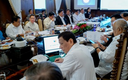 <p><strong>CABINET MEETING.</strong> President Rodrigo R. Duterte presides over the 40th Cabinet meeting at the Malacañan Palace on Monday (August 5, 2019). Duterte and his Cabinet approved the proposed national budget for 2020 worth PHP4.1 trillion during the Cabinet meeting. <em>(King Rodriguez/Presidential Photo)</em></p>