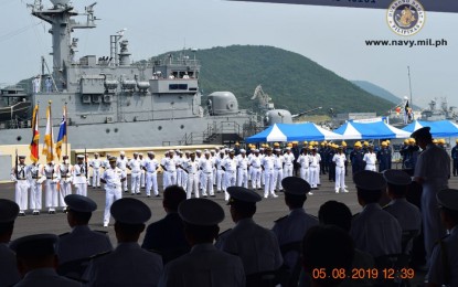 <p><strong>NEW NAVY SHIP</strong>. The Philippine Navy formally takes into service the BRP Conrado Yap (PS-39) during hand-over and commissioning ceremonies at the Jinghae Naval Base in Changwon City, South Korea on Aug. 5, 2019. BRP Conrado Yap, formerly the South Korean Pohang-class ship "Chungju", was donated by South Korea.  <em>(Photo courtesy of Philippine Navy)</em></p>