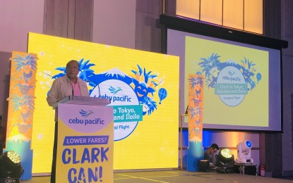 <p><strong>CLARK AIRPORT OPS</strong>. Transportation Secretary Arthur Tugade announces the takeover of the operations and maintenance of the Clark International Airport by the consortium Luzon International Premiere Airport Development Corporation (Lipad) on August 16. Taken at the launching on Friday (Aug. 9, 2019) of the newest Cebu Pacific routes Clark to Tokyo via Narita, Bacolod and Iloilo. <em>(Photo by Marna Dagumboy-del Rosario)</em></p>
<p> </p>