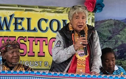 <p><strong>PROJECT FOR IPs.</strong> Education Secretary Leonor Briones (holding the microphone) visits the Nasilaban Integrated School in Talaingod, Davao del Norte on Friday (August 9, 2019) to extend projects to the community. Briones pledged to put up a three-story building with nine classrooms, a dormitory, a solar panel project for electricity supply, and a rainwater collector. <em>(Photo courtesy of PIA-11)</em></p>