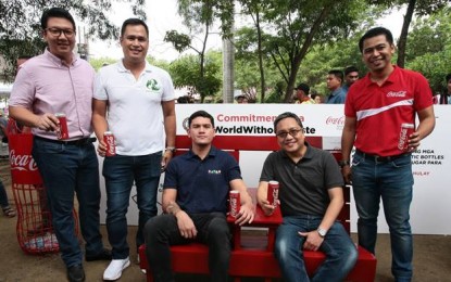 <p><strong>ENVIRONMENTAL SUPPORT.</strong> Davao City Vice Mayor Sebastian “Baste” Duterte (seated, third from left) and lawyer Juan Lorenzo Tañada (seated, second from right), Coca-Cola Beverages Philippines, Inc. Corporate and Regulatory Affairs director, lead the launching of the "#betterbottlecapchallenge" environmental campaign in Davao City on Aug. 2, 2019. With them are (standing from left to right) lawyer Marc Cox, Coca-Cola Stakeholder Relations manager, Winchester Lemelen, owner of Winder Recycling, and John Reyes, regional sales manager, North Central Davao, of Coca-Cola Beverages Philippines, Inc. <em>(Contributed photo)</em></p>