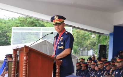 <p><strong>ANTI-SUBVERSION LAW. </strong> National Police Chief, Gen. Oscar Albayalde delivers his speech during the National Capital Region Police Office 118th Police Service anniversary celebration at Camp Bagong Diwa in Taguig City on Tuesday (Aug. 13, 2019).  Albayalde supports the proposal to restore the anti-subversion law to prevent recruitment of students by communist groups but “several studies” should be done first. <em>(PNA photo by Christopher Llyod Caliwan)</em></p>