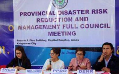 <p><strong>DENGUE CALAMITY.</strong> North Cotabato Governor Nancy Catamco (with microphone) presides over the Provincial Disaster Risk Reduction Management Council meeting on Tuesday (Aug. 13) that urged the provincial board to place the entire province under a state of calamity due to dengue. <em>(Photo courtesy of North Cotabato PIO)</em></p>