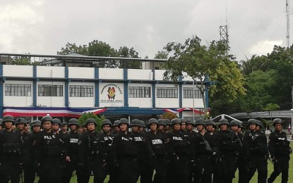 <p><strong>WALK THE BEAT.</strong> Police officers of the Police Regional Office in Western Visayas (PRO) (in formation) in Camp Delgado. Brig. Gen. Rene Pamuspusan, PRO 6 regional director, on Monday (August 19, 2019) pushes for the enhancement of police beat patrolling to curb crimes, especially those perpetrated by motorcycle-riding criminals. <em>(File photo)</em></p>