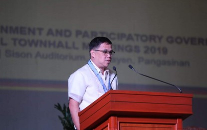 <p><strong>ENDING INSURGENCY</strong>.  Department of the Interior and Local Government (DILG) Assistant Secretary Francisco Cruz urged state workers in Pangasinan to help in ending local communist armed conflict during the Dagyaw Open Government and Participatory Governance Regional town hall meeting on Thursday (August 22, 2019). Cruz said it is high time to pursue development as the government now listens and is responsive to the people's needs. <em>(Photo Courtesy of Provincial Government of Pangasinan)</em></p>