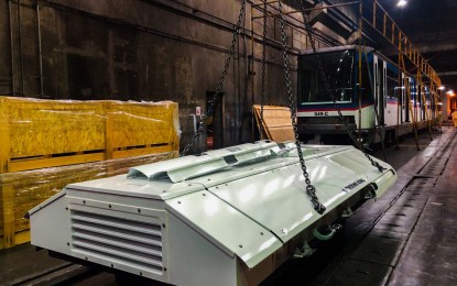 <p><strong>NEW AIRCON UNITS FOR MRT-3. </strong>A set of 33 new air-conditioning units are being installed by MRT-3's rehabilitation contractor, Sumitomo-MHI-TESP. A total of 120 units were ordered for the rail line which cost about PHP167 million. <em>(Photo courtesy of DOTr)</em></p>