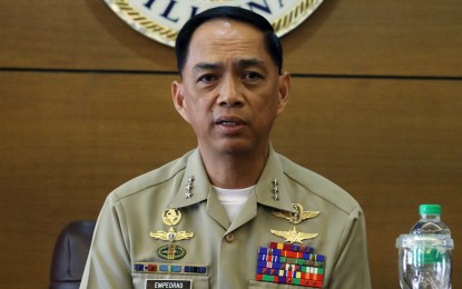 <p>Navy flag-officer-in-command Vice Admiral Robert Empedrad. <em>(PNA photo by Joey O. Razon)</em></p>