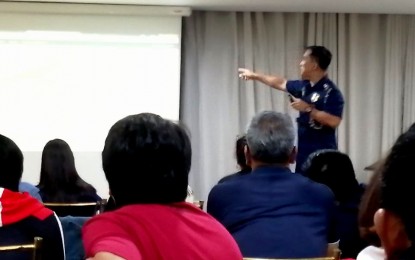 <p><strong>DATA IS</strong> <strong>KEY. </strong>Legal Development Fellow, P/Supt Oliver Tanseco cites the importance of data to road safety managers, implementers, and policy makers from Cavite, Laguna, Batangas, Rizal and Quezon (Calabarzon) during the second day of the three-day training on road safety management at Selah Garden Hotel, Pasay City on Thursday (Aug 29, 2019). The data will help decision makers in promoting road safety and help justify the use of infinite resources. (P<em>NA photo by Gladys S. Pino</em>)</p>