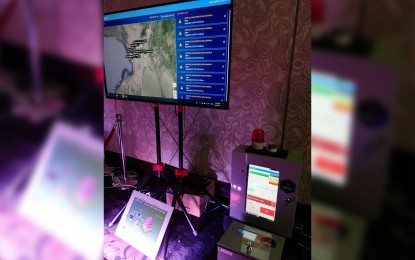 <p><strong>PH-MADE BUILDING MONITOR.</strong> USHER or Universal Structural Health Evaluation and Recording System displayed at the Sofitel Hotel in Pasay City on Monday, September 2. The Philippine-made equipment could monitor the "health" of a building. <em>(PNA photo by Cristina Arayata</em></p>