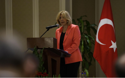 <p><strong>PH-TURKEY TIES.</strong> Ambassador of Turkey to the Philippines H.E. Artemiz Sumer delivers a speech in Makati City on August 30, 2019 to commemorate the triumph of Turkish forces in the Battle of Dumlupınar as they observe the Victory Day of Turkey. Sumer said Turkey and the Philippines can further develop cooperation in the field of defense as the two countries celebrate their 70 years of strong bilateral ties.<em> (PCOO photo)</em></p>