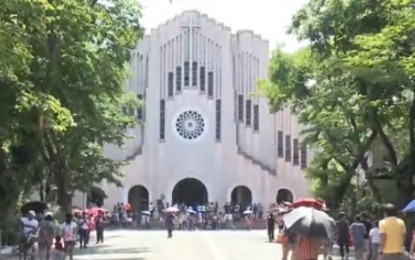 <p>Facade of the Redemptorist Church in Parañaque City. <em>(Screengrab from PTV)</em></p>