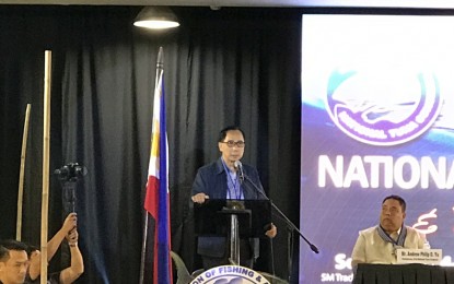 <p class="Body-story"><strong>MODERNIZATION.</strong> Agriculture Secretary William Dar urges tuna industry players to upgrade their operation, especially their fishing fleets, so they can better compete in the expanding global markets. Dar is the keynote speaker at the opening of the 2019 National Tuna Congress in General Santos City on Thursday (Sept. 5, 2019). <em>(PNA photo by Allen V. Estabillo)</em></p>