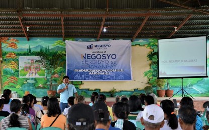 <p><strong>NEGOSYO SERBISYO SA BARANGAY.</strong> The Department of Trade and Industry - Pangasinan launched the “Negosyo Serbisyo sa Barangay” in Barangay Calmay in Laoac, Pangasinan on Aug. 27, 2019, with 102 participants. The project aims to assist and encourage people in the barangay to engage in business. (<em>Photo courtesy of DTI-Pangasinan's Facebook page)</em></p>