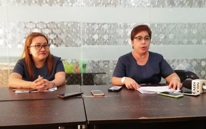 <p><strong>CAMPAIGN VS. RABIES.</strong> Ame Liz G. Mardoquio (left) and Dr. Marie Jocelyn Te, program and medical coordinator of the DOH-CHD 6 Rabies Prevention and Control Program, respectively, underscore the need for local government units to allocate funds for their anti-rabies program in a press conference in Iloilo City on Monday (Sept. 9, 2019). From January to August this year, a total of 47,257 animal bite cases were recorded in Western Visayas, and 20 of the victims died. <em>(PNA photo by PGLena)</em></p>