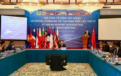 <p><strong>SEA SECURITY</strong>. Delegates attend the 4th Asean Seaport Interdiction Task Force meeting in Hà Nội on Monday (Sept. 9, 2019). Asean member-countries promised to boost cooperation to combat drug trafficking at sea. <em><strong>(Photo courtesy of cand.com.vn)</strong></em></p>