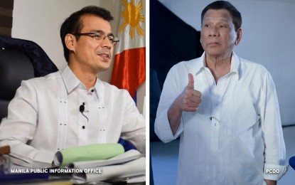 <p>Manila Mayor Francisco "Isko Moreno" Domagoso and President Rodrigo R. Duterte <em>(PNA file photo)</em></p>