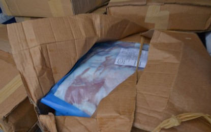 <p><strong>INTERCEPTED.</strong> The undocumented pork products found inside a transport van at the Bredco port in Bacolod City during the inspection conducted by the Negros Occidental Provincial African Swine Fever (ASF) task force, headed by Governor Eugenio Jose Lacson on Wednesday afternoon (Sept. 11, 2019). The pork products have been transported from Cebu and supposed to be shipped to Iloilo. <em>(Photo courtesy of Richard Malihan/PIO Negros Occidental)</em></p>