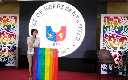<p><strong>LGBTQ COMMUNITY.</strong> Bataan Representative Geraldine Roman, the first transgender woman to be elected to Congress, promotes gender equality and support to the lesbian, gay, bisexual, transgender and queer (LGBTQ) community in Bulacan during the 1st LGBTQ Leadership Summit 2019 at BarCie International School, City of Malolos on Friday (Sept. 13, 2019). Roman led the discussion regarding the challenges faced by the members of the Filipino LGBTQ.<em> (Photo by Manny Balbin)</em></p>