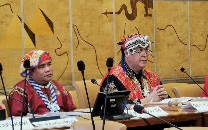 <p><strong>APPEAL</strong>. Secretary Allen Capuyan (right), National Commission on Indigenous Peoples (NCIP) chairperson, appeals to the United Nations to listen and appreciate all of the country's efforts in promoting and protecting indigenous peoples'  rights. Capuyan, in his speech during a side event of the 42nd Session of the UN Human Rights Council in Geneva, Switzerland on Monday, said the Philippine government is a promoter and protector of the rights of every Filipino citizen. (<em>Contributed photo)</em></p>
<p> </p>
<p> </p>