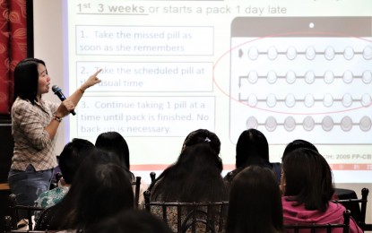 <p><strong>HEALTH CARE TRAINING.</strong> Department of Health-Calabarzon official Maria Luisa Malana conducts a lecture during the Revised Family Planning Competency-Based Training held in Quezon City from September 9 to 13, 2019. The training was attended by 42 health workers from Quezon province. <em>(Photo provided by DOH Calabarzon)</em></p>