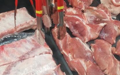 <p><strong>ASF-FREE PORK.</strong> Pork sold in one of the supermarkets in Negros Occidental. Governor Eugenio Jose Lacson maintains that pigs raised in Negros Occidental are African swine fever-free and safe for transport to other provinces. <em>(PNA-Bacolod file photo)</em></p>