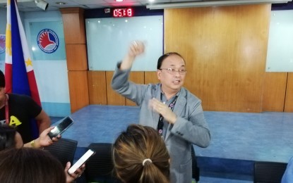 <p><strong>MORE TRAINS FOR MRT-3.</strong> MRT-3 Director Michael Capati answers questions during a press conference at the MRT-3 Depot in Quezon City on Thursday (Sept. 19, 2019). Capati said the MRT-3 is ready to deploy three Dalian trains within the month and only awaiting talks between DOTr and Sumitomo. <em>(PNA photo by Raymond Carl Dela Cruz)</em></p>