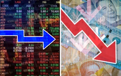 <p><strong>STOCKS FLAT</strong>. Philippine shares close the session almost flat on Monday (Dec. 18, 2023). The peso, meanwhile, closed at 55.87 to a dollar. <em>(PNA graphics)</em></p>