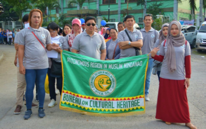 <p><strong>BARMM FAMILY WEEK.</strong> Officials and employees of the Bureau of Cultural Heritage¬¬-Bangsamoro Autonomous Region in Muslim Mindanao (BCH-BARMM) joins the opening program and parade for the 27th National Family Week celebration held inside the BARMM compound in Cotabato City that kicked off Monday (Sept. 23, 2019). It is the first time that the BARMM joined the celebration following the new region’s formation earlier this year.<em> (Photo courtesy of BCH-BARMM)</em></p>