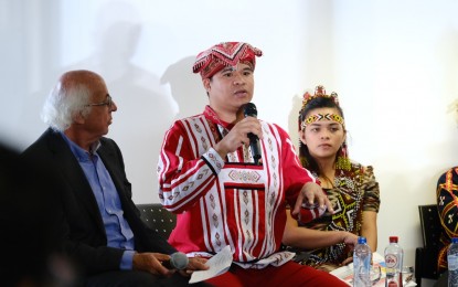 <p><strong>'HELP US.'</strong> Datu James Binayao, a leader of the Manobo-Talaandig Tribe in Maramag, Bukidnon, tells the guests of a forum titled “A Conversation with Indigenous Peoples of the Philippines" on Sept. 20 that CPP-NPA groups use front organizations with a vast knowledge of the Constitution to deprive the IPs of their ancestral domains. The IPs are seeking help from the international body to back their cause against the CPP-NPA, which they blamed for the killings and grabbing of their ancestral domains.<em> (Contributed photo)</em></p>