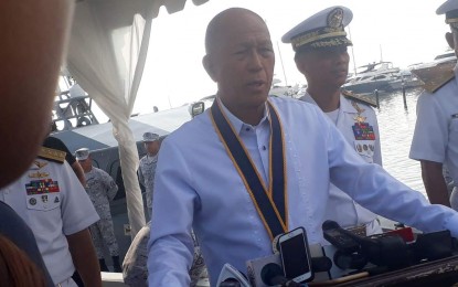 <p><strong>AFP CO-LOCATION DEAL UNDER SCRUTINY.</strong> Defense Secretary Delfin Lorenzana says he will study and assess the possible security implications of the co-location memorandum of agreement (MOA) signed by the Armed Forces of the Philippines (AFP) with Dito Telecommunity (formerly Mindanao Islamic Telephone Company or Mislatel), on the sidelines of the activation ceremony for the AFPs' new amphibious assault vehicles (AAVs) and multi-purpose attack craft (MPAC) at the Philippine Navy headquarters on Monday (Sept. 23, 2019). Based on the agreement, the AFP will determine specific locations with its rental value for use of Mislatel in the installation and management of its communications sites without undermining the operations of affected AFP units. <em>(PNA photo by Priam F. Nepomuceno)</em></p>