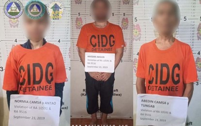 <p><strong>ARRESTED BOMBING SUSPECTS.</strong> Four suspects, including a Swedish national, implicated in the Sept. 7, 2019 bombing in Isulan, Sultan Kudarat were arrested Monday (Sept. 23) in Bagumbayan town also in Sultan Kudarat province. Seven persons, including a traffic enforcer and village watchman, were wounded in the incident that took place at a motorcycle-for-rent terminal along the highway of Isulan. <em>(Photo courtesy of AFP-Western Mindanao Command)</em></p>