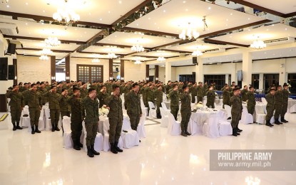 <p><strong>READY TO SERVE.</strong> A total of 73 newly-graduated second lieutenants join the ceremony for their deployment, held at the Army Officers Club House in Fort Bonifacio, Taguig City on Wednesday (Sept. 25, 2019). These individuals took the Officer Candidate Course in December 2017 and after a year of rigorous training, they underwent the 45-day Scout Ranger Orientation Course, the Common Module Phase, and the recently-concluded Service Orientation. <em>(Photo courtesy of the Office of the Army Chief Public Affairs)</em></p>