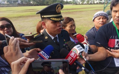 <p><strong>NORMAL ROUTINE.</strong> PMA spokesperson, Maj. Reynan Afan, says life goes on normally for the cadets more than a week after the death of Cadet Fourth Class Darwin Dormitorio, in a media interview Saturday (Sept. 28, 2019). Afan said no cadet has expressed intention to quit training despite the incident. <em>(PNA photo by Christopher Lloyd Caliwan)</em></p>