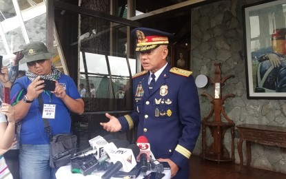 <p><strong><em>C</em>ONFIDENT</strong>. PNP chief, Gen. Oscar Albayalde says he is confident to face Senate investigation into the alleged involvement of police officers in the recycling of seized illegal drugs set next week, in an interview with reporters at the Philippine Military Academy in Baguio City on Saturday (Sept. 27, 2019). This came after retired Criminal Investigation and Detection Group (CIDG) chief and now Baguio City Mayor Benjamin Magalong identified police officials involved in the recycling of illegal drugs in a recent Senate executive session. <em>(PNA photo by Christopher Lloyd Caliwan)</em></p>
