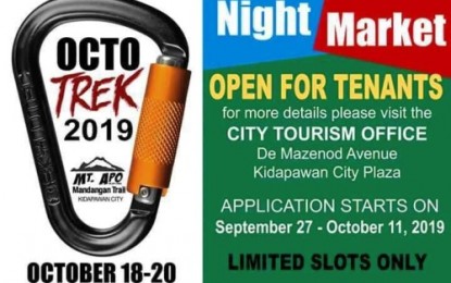 <p><strong>OCTOBER TREK.</strong> The online advertisement of the Kidapawan City Tourism Office (KTCO) for the October Trek 2019 to Mt. Apo, the country’s highest peak. The KTCO has reopened its trails to the mountain after a forest fire hit its summit in 2016. <em>(Photo courtesy of KTCO)</em></p>