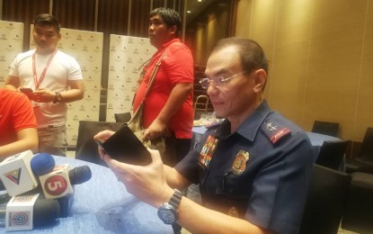 <p><strong>HUNTING 'DRUG QUEEN'.</strong> NCRPO chief, Maj. Gen. Guillermo Eleazar reveals that alleged 'drug queen' Guia Gomez-Castro is now in the United States, in an interview with reporters on Monday (Sept. 30, 2019). Eleazar said the NCRPO is exhausting all legal efforts to hunt down Castro. <em>(PNA photo by Christopher Lloyd Caliwan)</em></p>