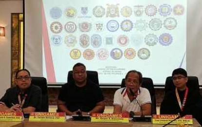 <p><strong>UNIGAMES IN ILOILO CITY.</strong> Organizers of the 24th Philippine University Games (UNIGAMES) in a press conference held at the University of San Agustin (USA) on Thursday (Oct. 3, 2019) believe that the national event will boost Iloilo City’s sports tourism. The tournament, set from Oct. 19 to 27 and hosted by USA, expects the participation of 40 colleges and universities in the country. <em>(PNA photo by Perla G. Lena)</em></p>