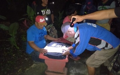 <p><strong>DRUG INVENTORY.</strong> Personnel of Bacolod City Police Station 8 conduct an inventory of some PHP40,000 worth of suspected shabu recovered from suspect Wilfredo Nedruda at Purok Neptune, Barangay Singcang-Airport on Thursday night (Oct. 3, 2019). The operation was part of the series of buy-busts ahead of the 40th MassKara Festival next week. <em>(Photo courtesy of Bacolod City Police Office)</em></p>