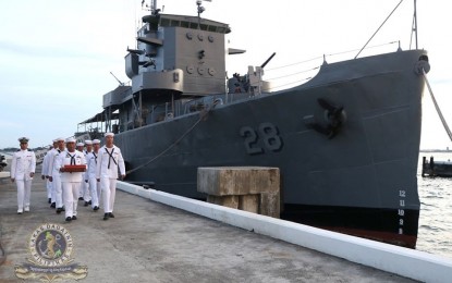 <p><strong>DECOMMISSIONED.</strong> The Philippine Navy (PN) formally retired its oldest ship, the BRP Cebu (PS-28), from the service in a ceremony in Captain Salvo Pier, Naval Base Cavite on Tuesday (Oct. 1, 2019). The ship was first commissioned by the US Navy on July 31, 1944 and transferred to the PN in July 1948 and renamed as RPS CEBU (E-28) after the Philippine province of the same name and designated as one of the service's six Miguel Malvar-class corvettes. <em>(Photo courtesy of Philippine Navy)</em></p>