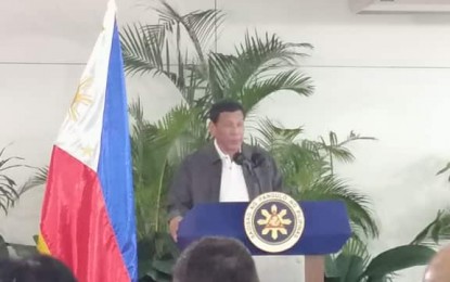 <p><strong>STRONGER TIES.</strong> President Rodrigo Duterte says the Philippines and Russia have agreed to broaden and deepen their ties in different areas of cooperation during his arrival speech at F. Bangoy International Airport in Davao City on Sunday (Oct. 6, 2019). He bared that more than PHP620 million in business deals were signed during the Philippines-Russia Business Forum in Moscow. <em>(PNA photo by Che Palicte)</em></p>
