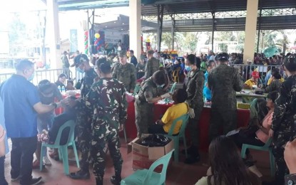 <p><strong>COMMUNITY OUTREACH PROGRAM.</strong> Residents of Maria Aurora town in Aurora province avail of free medical and dental services during the community outreach program of the Philippine Army’s 91st Infantry Battalion on Sunday (Oct. 6, 2019). The 91IB has conducted eight medical-dental missions in the province this year. <em>(Photo by Jason de Asis)</em></p>