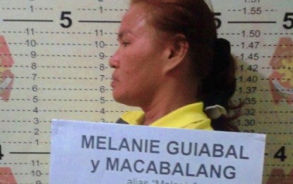 <p><strong>ARRESTED.</strong> The mug shot of suspected drug peddler Melanie M. Guiabal who was nabbed Wednesday (Oct. 9) during a buy-bust inside a hotel in Cotabato City. Seized from her were 10 sachets of shabu worth PHP10,000, a PHP500 marked money and shabu paraphernalia, police said. <em>(Photo courtesy of PRO-12)</em></p>