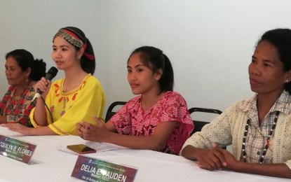 <p><strong>PRESERVING CULTURAL HERITAGE.</strong> Lawyer Gerri Ann Villaruel (2nd from left), vice head of the Committee on Central Cultural Communities, talks about the 'Dayaw', the flagship program of the National Commission for Culture and the Arts Sub-Commission on Cultural Communities and Traditional Arts in celebrating the Indigenous Peoples’ Month, in a press conference held in Bacolod City on Thursday (Oct. 10, 2019). 'Dayaw' is the flagship program of the SCCTA in celebrating the IPs Month. <em>(PNA photo by Nanette L. Guadalquiver)</em></p>